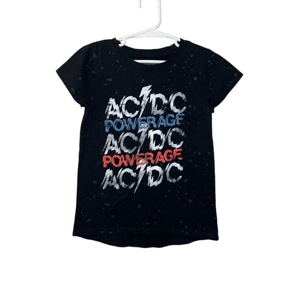 ACDC Girls Band T Shirt Small 6 Paint Splatter Rock Band Music Graphic Black Top - Picture 1 of 4